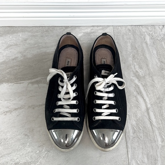 Miu Miu Black and Silver Sneakers - Picture 2 of 5